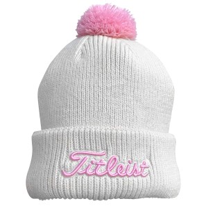 TITLEIST POM POM PINK BEANIE white