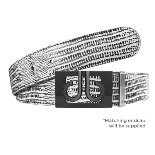 10 of White &amp; Black Lizard Textured Leather Belt with Classic thru matte Gun Metal Buckle,.png